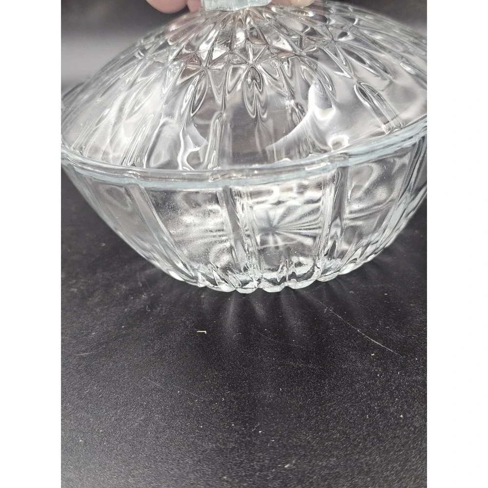 KIG Indonesia Crystal Glass Candy Dish Lid Bowl EUC Cocktail Party‎